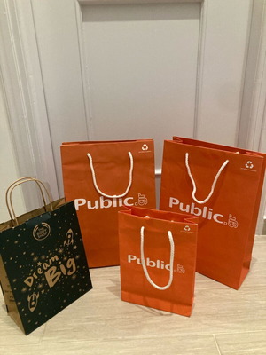 Paper bags Public and The Body Shop like new, set of 4