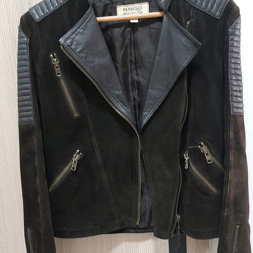 Mango leather jacket used, brown, size S