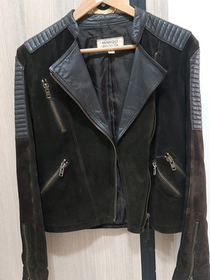Mango leather jacket used, brown, size S