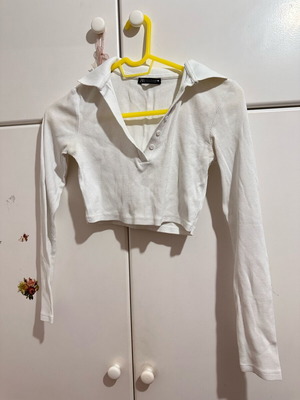 Zara long sleeve crop top like new, white, size S