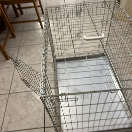 Metal dog or cat house, foldable aluminum with two doors