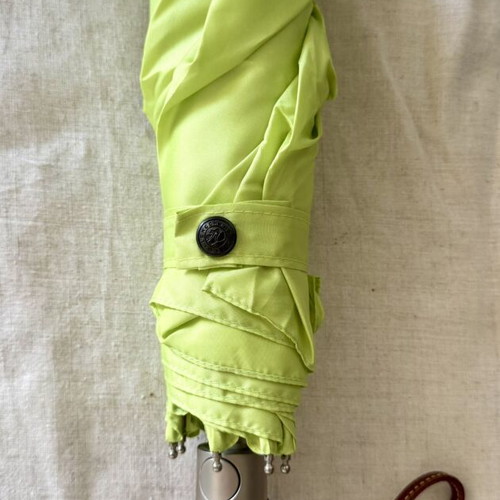 Longchamp folding umbrella lime with leather handle new