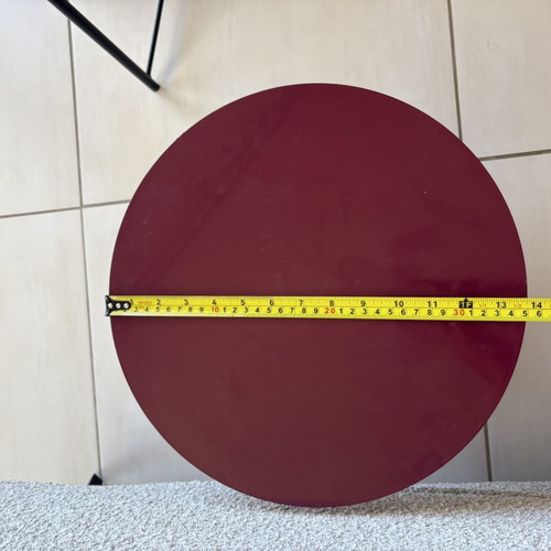 Metal round side table, bordeaux, 35cm diameter, 39cm height