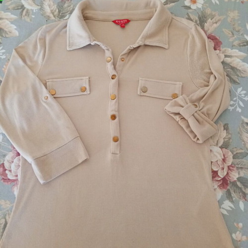 Guess polo shirt with collar, beige