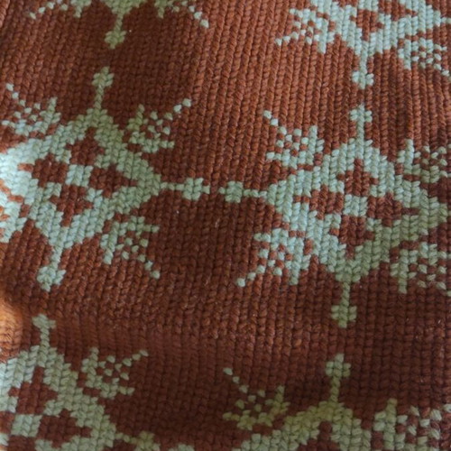 Knitted wool blanket like new, handmade two-tone
