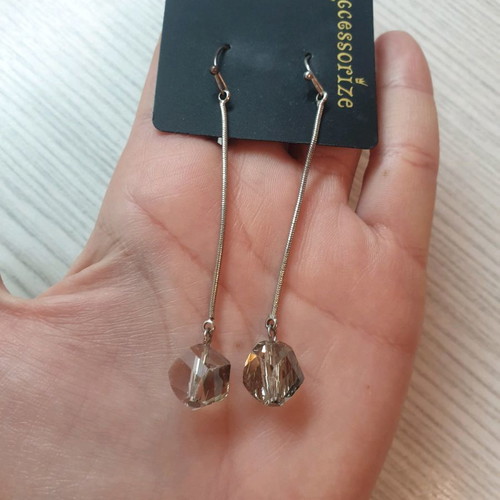 Accessorize earrings silver with transparent grey bead