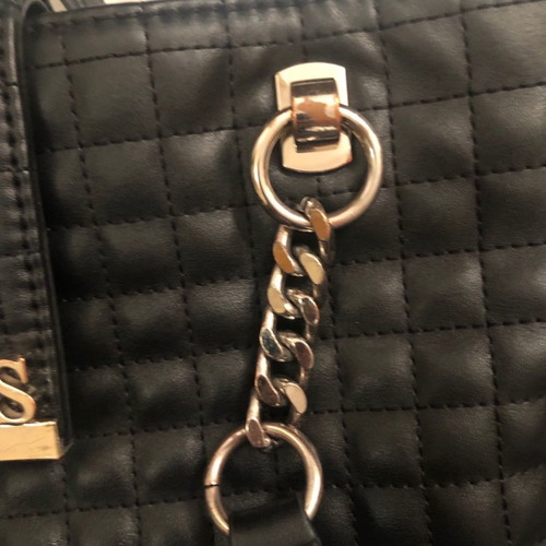 Guess black leather quilted shoulder bag used