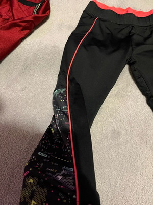 Kids sports leggings used for girl 5-6 years black and red
