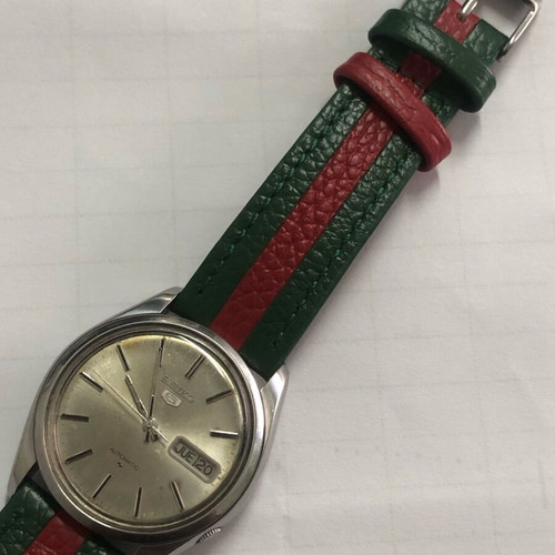 Seiko 5 wristwatch used, automatic vintage, gray silver