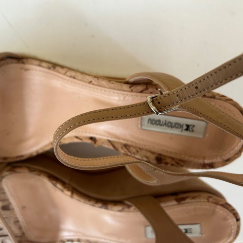 Kalogirou platform sandals size 40 light brown like new, 10 cm heel
