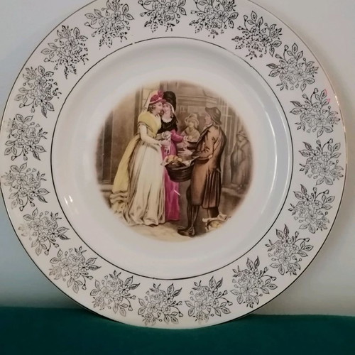 Sofafils porcelain decorative plate with Victorian scene, 1970s