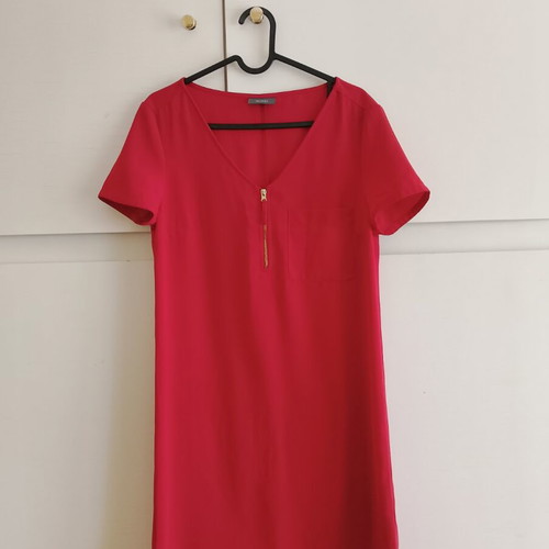 Red mini dress Yessica with zipper like new, size 36