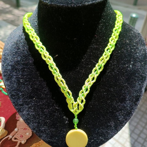 Handmade macrame necklace new, yellow