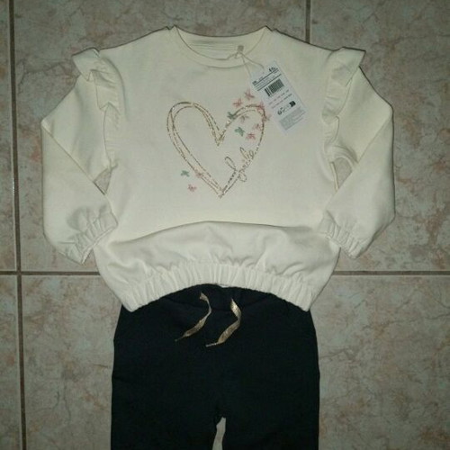 Orchestra white sweatshirt and gray sweatpants set new, size 104 cm, 4 years