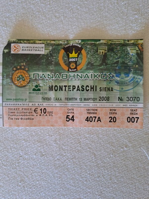 Panathinaikos basketball ticket 2008 like new