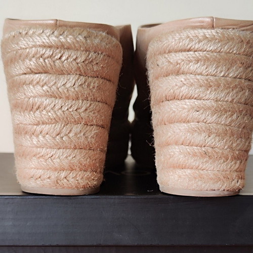 Inuovo Scissors peep-toe mules platform espadrilles size 41 used, beige leather