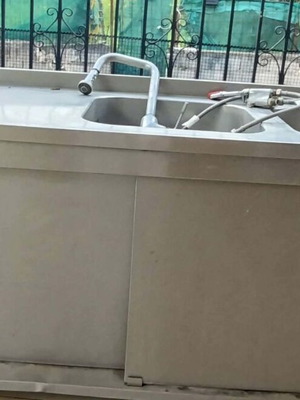 Λάντζα διπλή επαγγελματική inox μεταχειρισμένη, 2μ x 70εκ x 90εκ