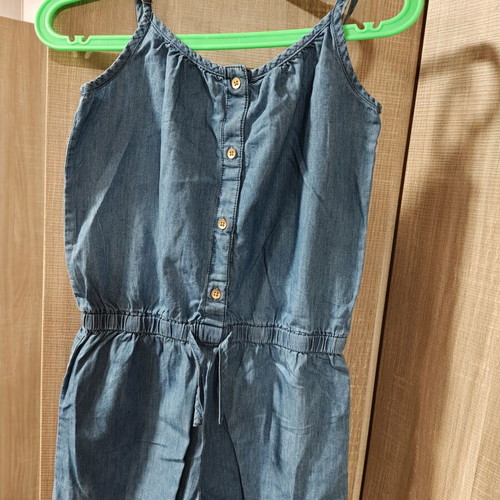 Denim one-piece shorts like new, ages 9 to 12, blue