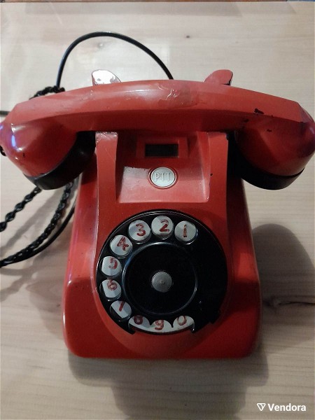  vintage tilefono kokkino PTT, dekaetias '60