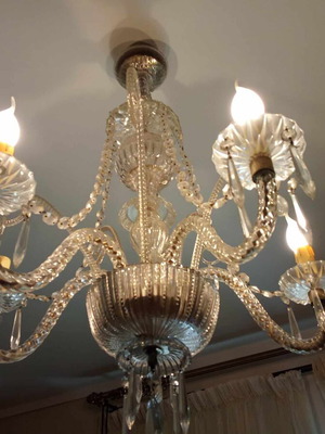 Vintage crystal pentafoto ceiling light used, 1970s