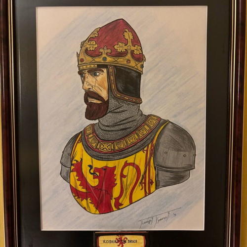 Robert The Bruce painting like new, made with watercolor pencils and markers