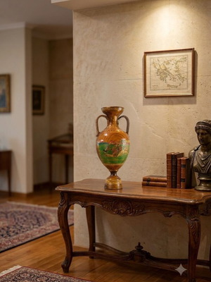 Unique amphora with Greek scenes used, 65 cm height