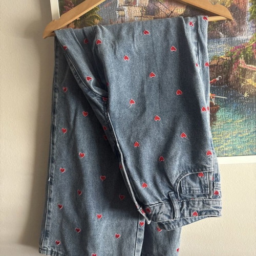Lili Sidonio limited edition straight denim pants with hearts, size W26