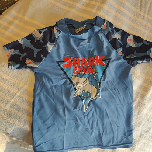 Zara Kids' Shark Print Swim Shirt like new, 6-7 years, 120cm