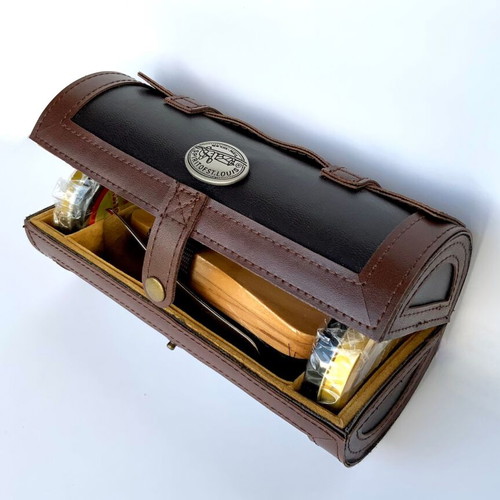 SPIRIT-OF-ST.LOUIS Travel Shoe Care Kit New Leatherette Case