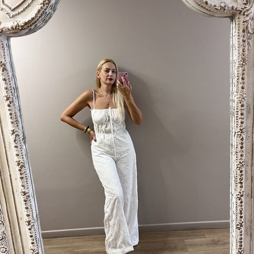 Missguided white embroidered jumpsuit