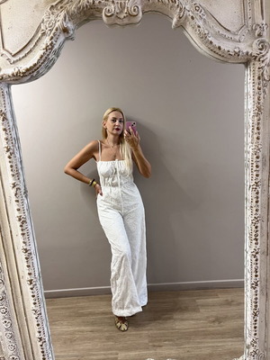 Missguided white embroidered jumpsuit