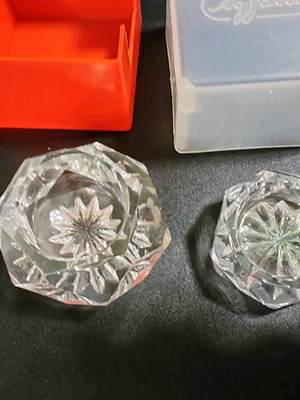 Crystal salt cellars with engravings in box new