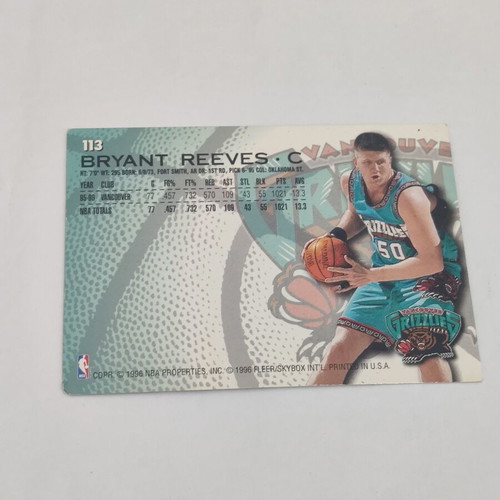 NBA 96-97 Bryant Reeves collectible card, very good condition