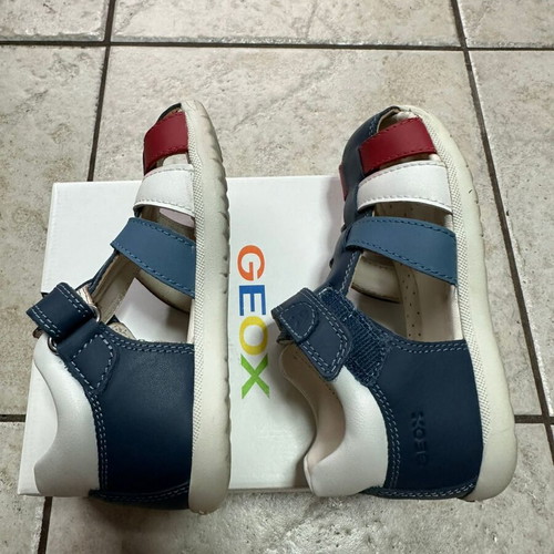 Geox leather anatomical children's sandals size 25 like new, blue/red