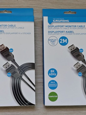 Grundig DisplayPort 1.4 Male to Male cables new, 2 meters, pack of 2