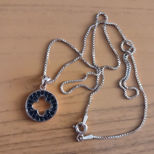 Silver 925 necklace with black zircon stones