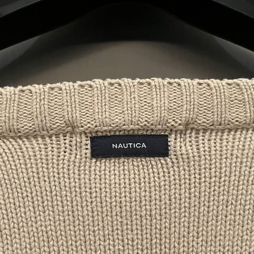 Cotton knit Nautica sweater beige, like new, wide fit, size L