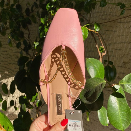 Primark flat shoes size 36 new pink with gold chain