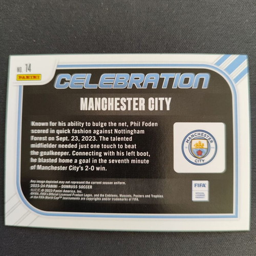 Panini Donruss Soccer Card Manchester City Celebration 2023-24 No 14 like new