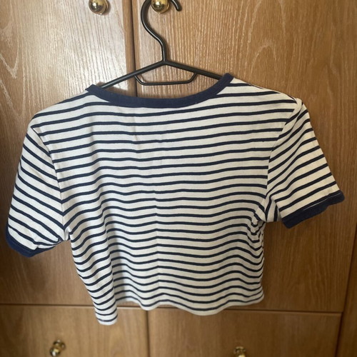Zara crop top used, dark blue and white stripes, size S