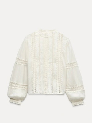 Romantic blouse Zara like new, white, size M
