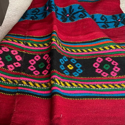 Woven traditional rug from Crete like new with flowers 2x2 meters