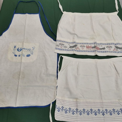 Kitchen aprons used, pack of 3, 1960s with age stains