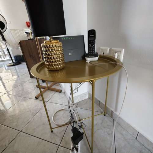 Gold round side table like new
