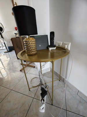 Gold round side table like new