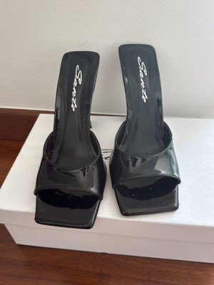 Sante mule sandals used, size 40, black, 10cm heel