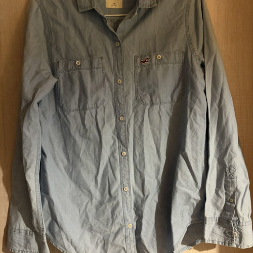 Hollister men's denim shirt used, size M, blue turquoise