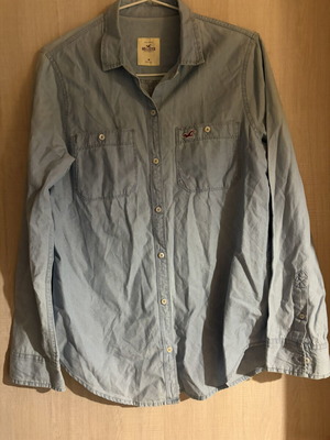 Hollister men's denim shirt used, size M, blue turquoise