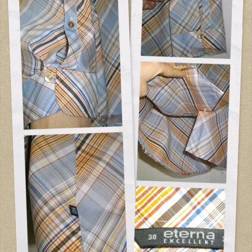 Eterna checked shirt like new, non-iron cotton