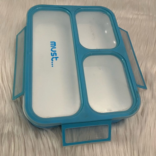 Must food container used, 1L capacity with 3 compartments